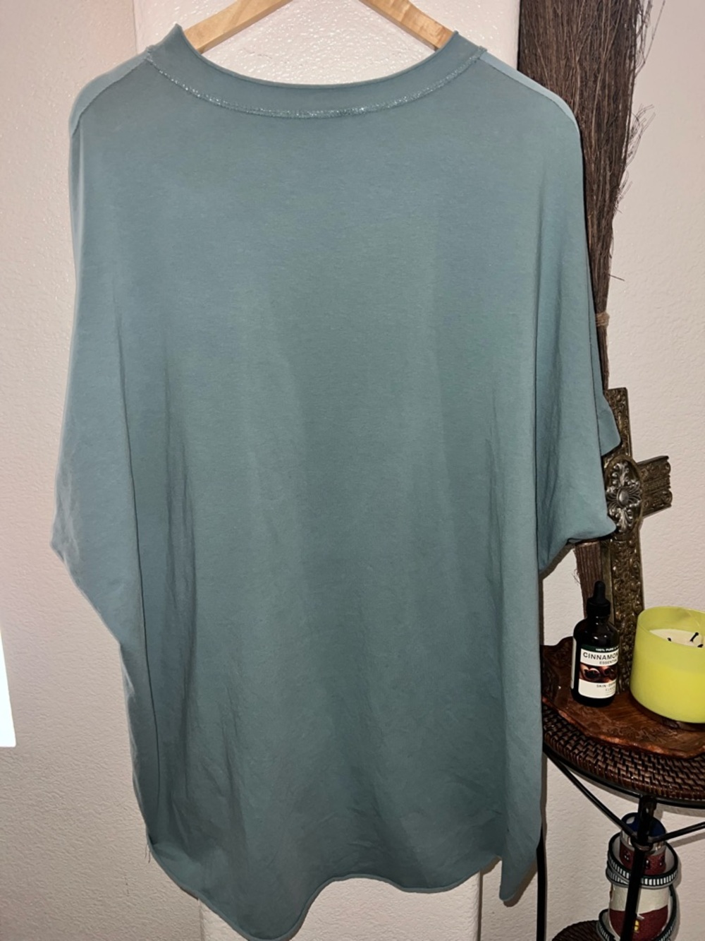 J'Adore Rhinestone Detail Oversized Tee - Dusty Teal - Picture 3 of 3